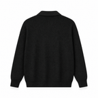 Fiorsaro black half-zip knit polo sweater, back studio view