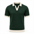 Fiorvello dark green contrast-trim cotton knit polo, front studio view
