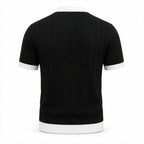 Fiorvello black and white contrast-trim cotton knit polo, rear studio view