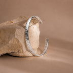 Bruce & Co Flora – Floral Engraved Open Cuff Bracelet, Steel