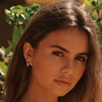 Bruce & Co Bloom – Engraved Floral Half-Hoop Stud Earrings