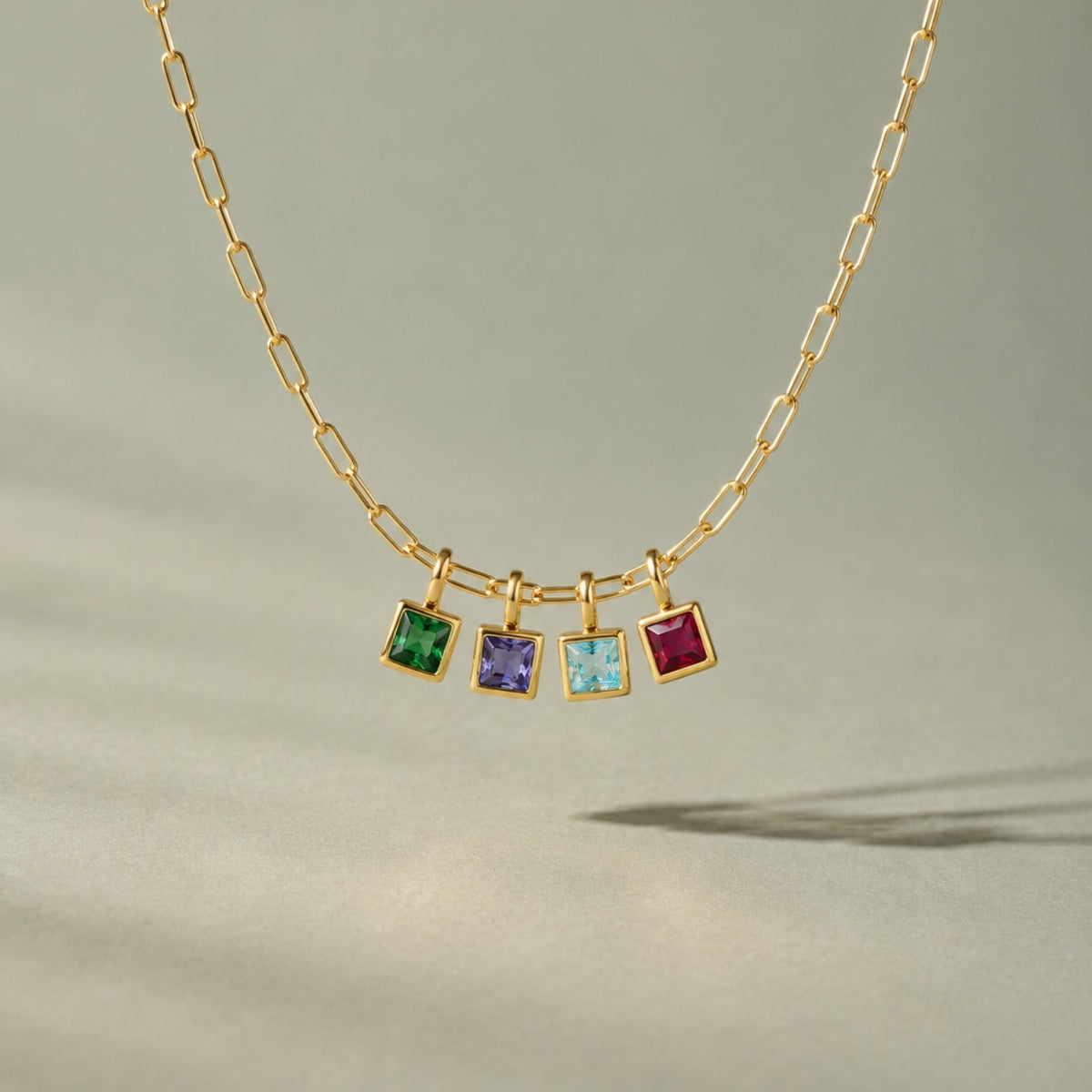 Bruce & Co Paperclip Birthstone Necklace