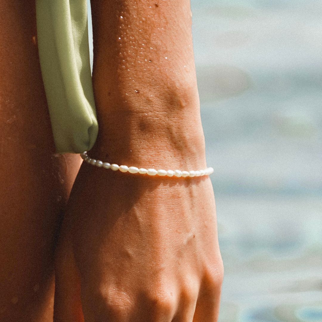 Bruce & Co Freshwater Pearl Bracelet, 16–20 cm, Steel