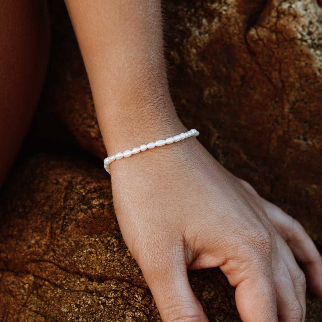 Bruce & Co Freshwater Pearl Bracelet, 16–20 cm, Steel
