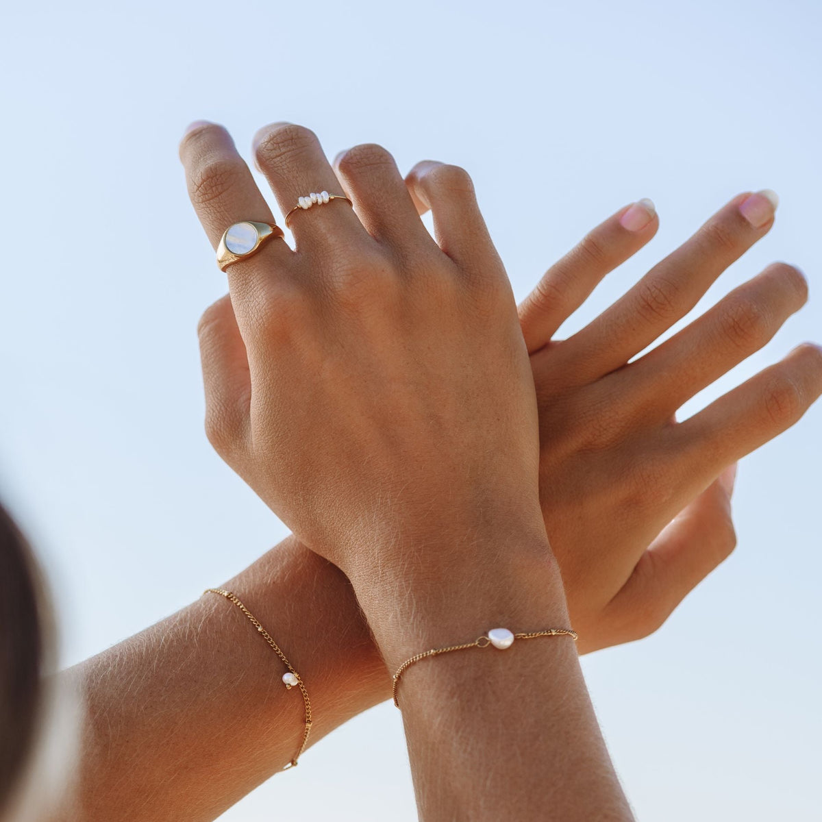 Bruce & Co Five Freshwater Pearl Ring, Steel
