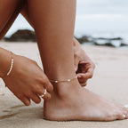 Bruce & Co Freshwater Pearl Station Anklet, 3 mm Pearls