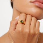 Bruce & Co Blossom – Flower Zircon Ring, Gold PVD Steel