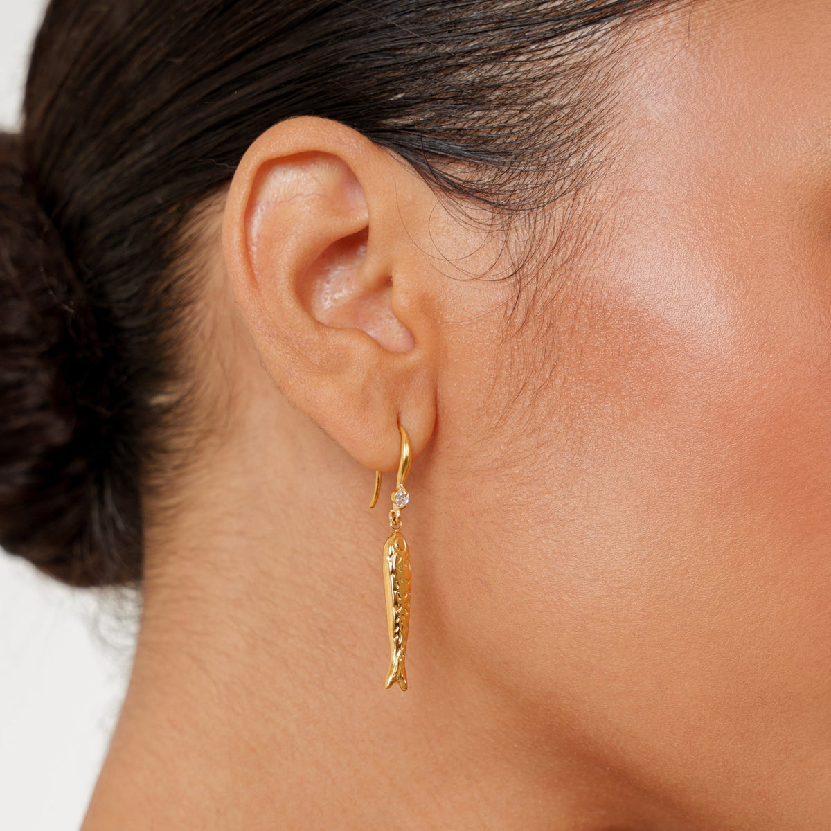 Bruce & Co Fish Drop Hook Earrings, 29 mm, Gold PVD Steel