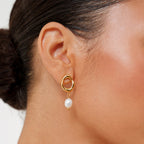 Bruce & Co Isola – Freshwater Pearl Drop Hoop Earrings