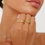 Bruce & Co Olivia – Green Glass Oval Ring, Gold PVD Steel