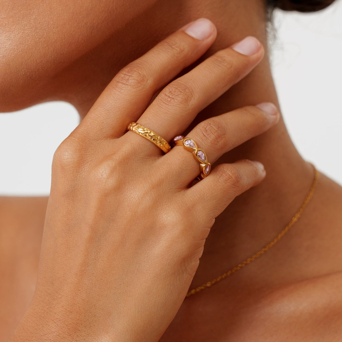 Bruce & Co Peony – Pink Zircon Teardrop Eternity Ring
