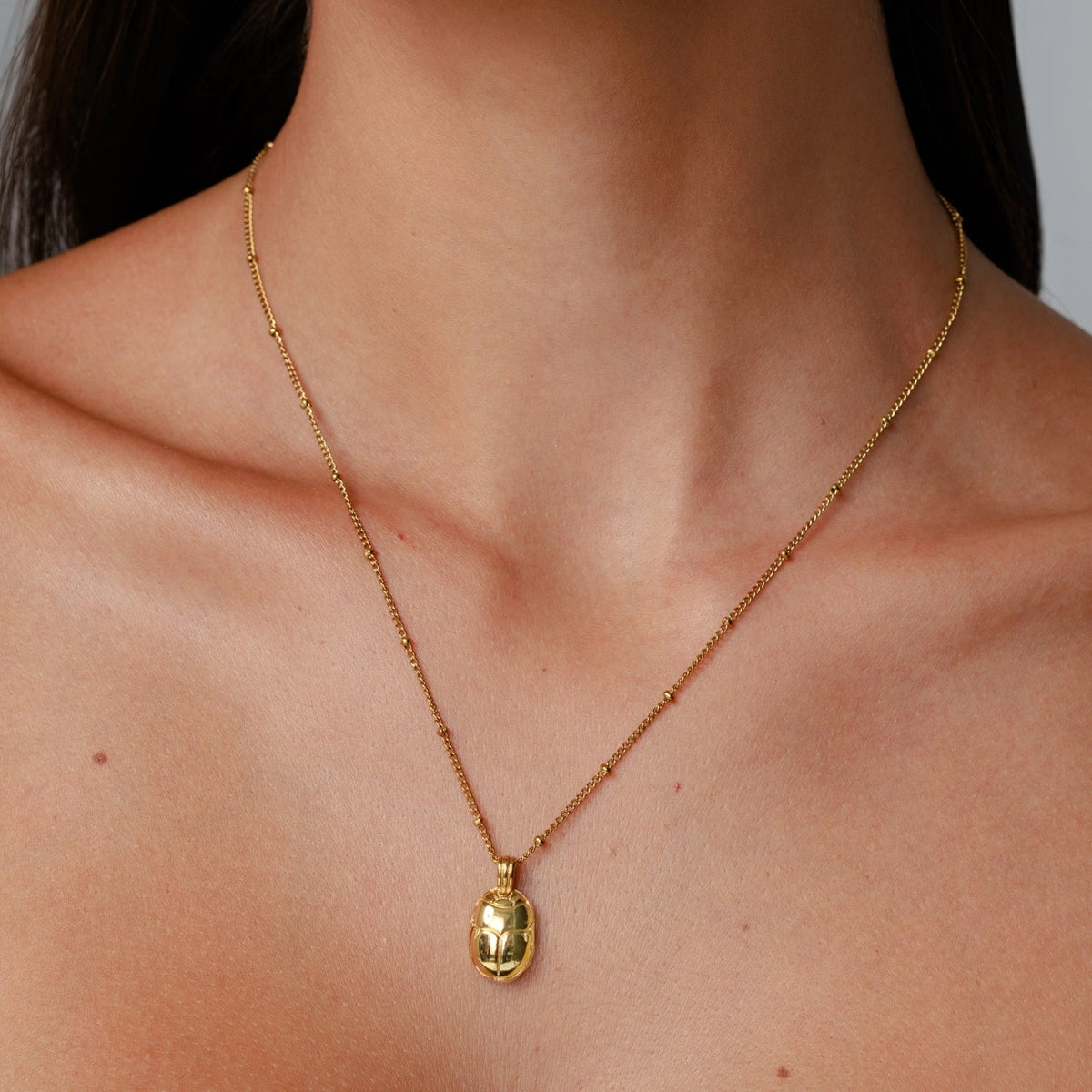 Bruce & Co Scarab Pendant Necklace, 22 mm, Steel