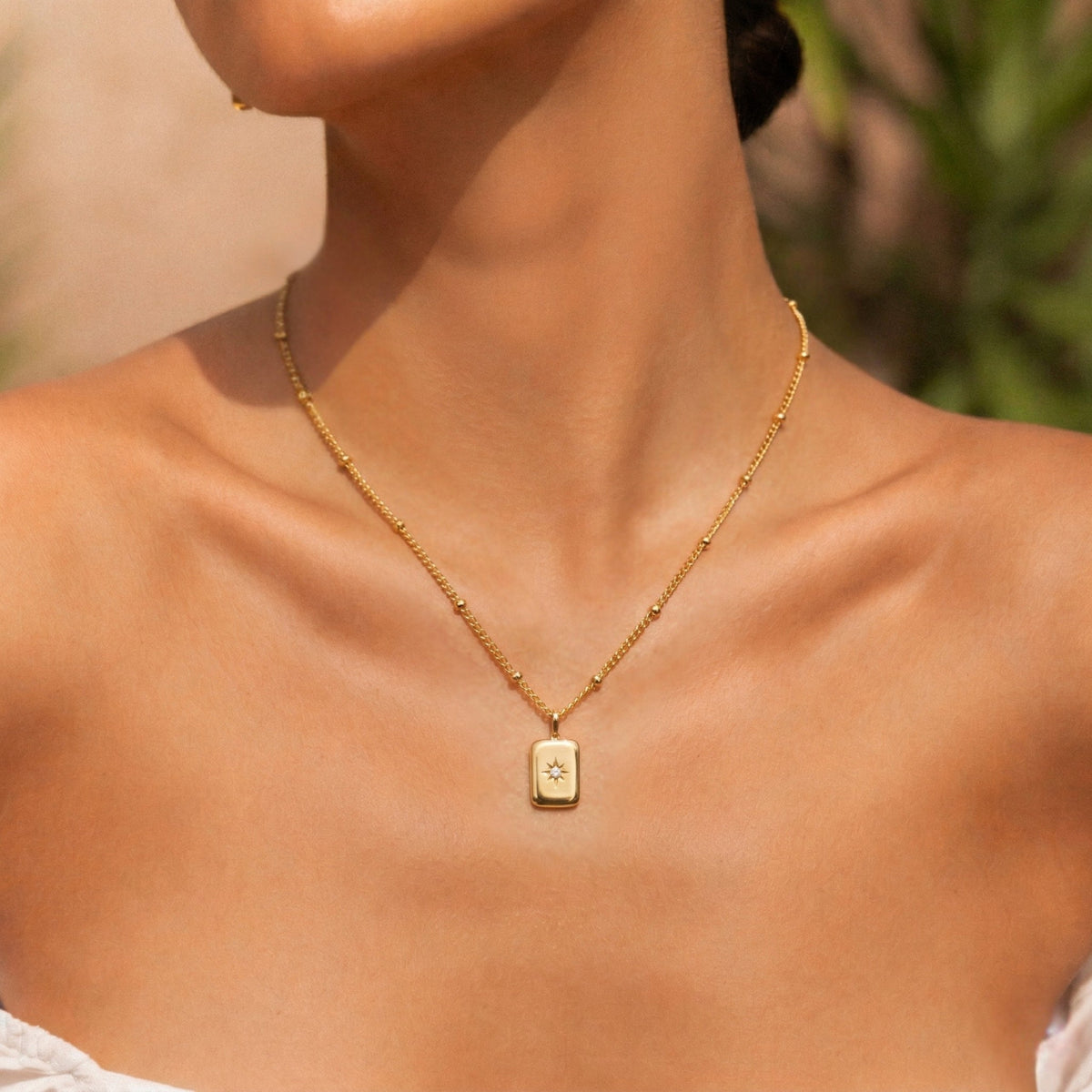 Bruce & Co Starlight – Star-Set Zirconia Tag Necklace