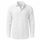 Galdane relaxed linen shirt in white, front studio view