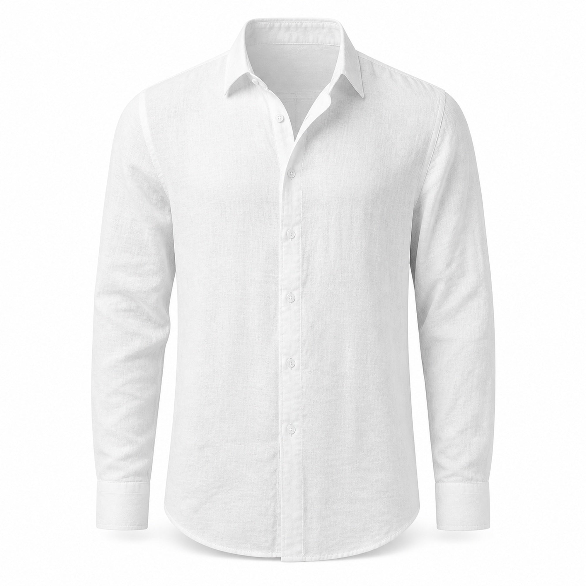 Galdane relaxed linen shirt in white, front studio view
