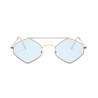 DOHA gold frame blue lens front view on pure white