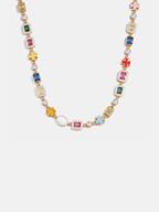 Bruce & Co Multicolor Geometric Necklace and Bracelet Set, 18K Gold-Plated Steel