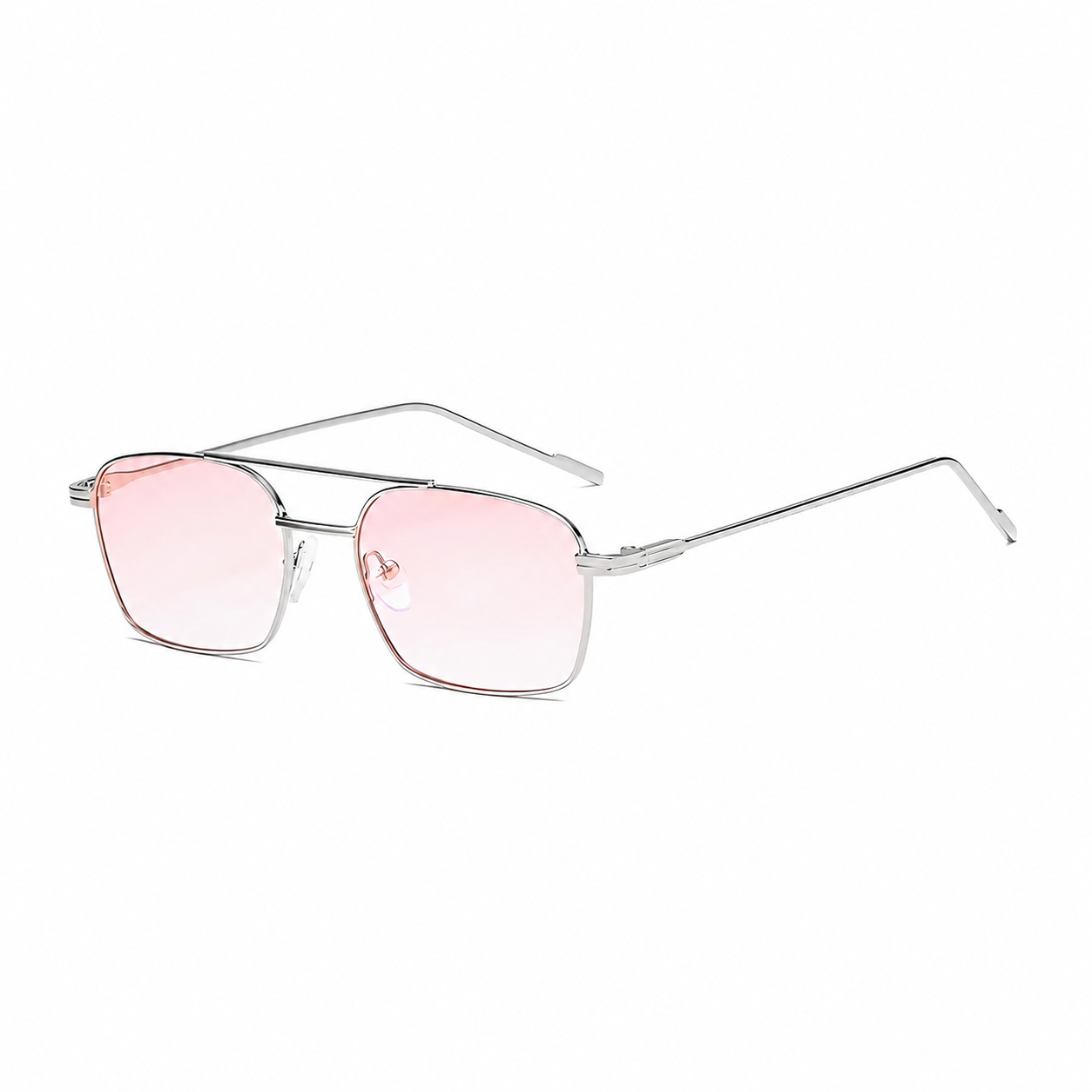 GENEVA silver frame rose lens diagonal view on pure white