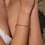 Bruce & Co Sun Charm and Freshwater Pearl Paperclip Bracelet