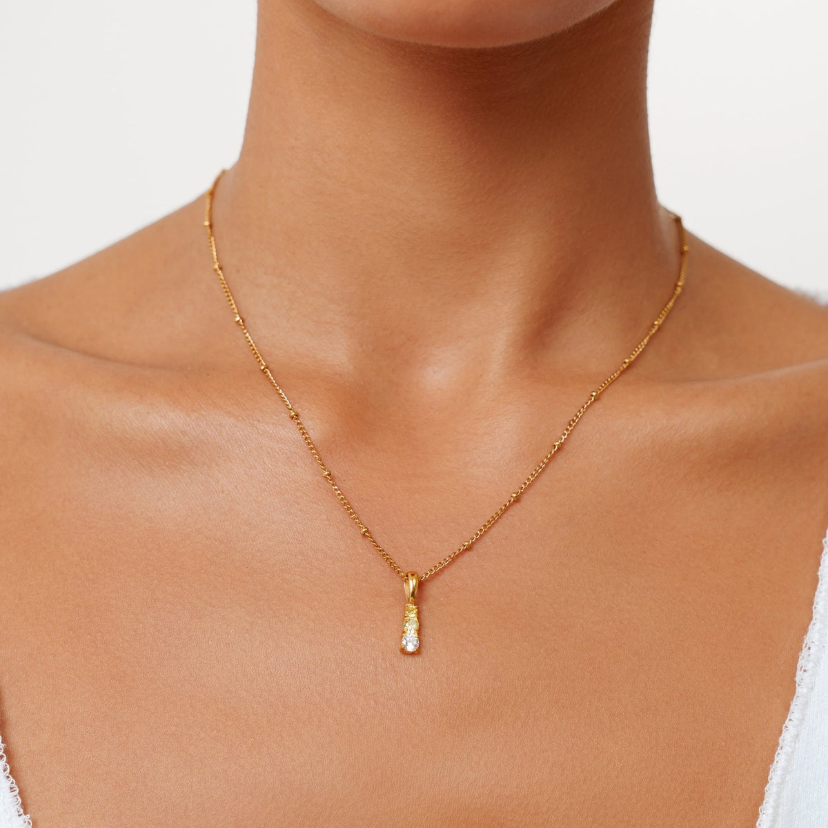 Zircon Drop Pendant Necklace, 11 mm — Citrus