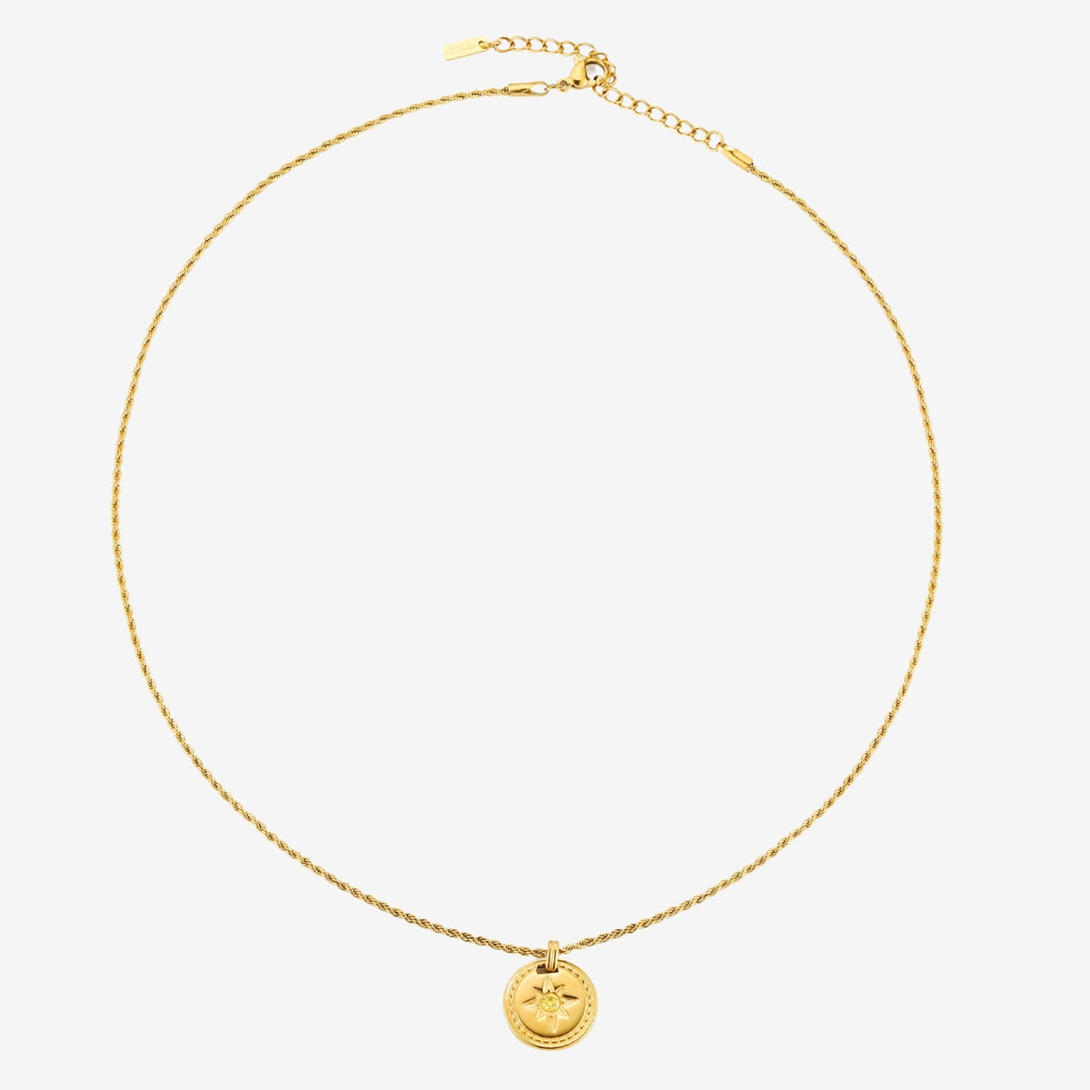 Bruce & Co Compass Zircon Pendant Necklace, 16 mm, Steel