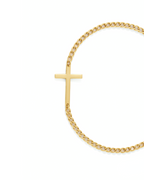Bruce & Co Men’s Cuban Chain Cross Bracelet, 3 mm, 14K Gold-Plated Steel