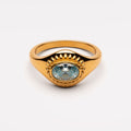 Bruce & Co Aegean – Blue Zircon Sunburst Ring, Steel