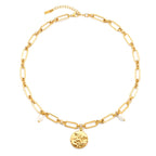 Bruce & Co Elysia – Angel Coin and Pearl Link Necklace