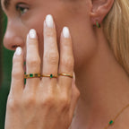 Bruce & Co Green Zirconia Ribbed Band Ring, Stainless Steel
