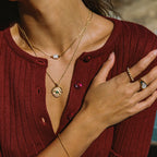 Bruce & Co Gaia – Green Stone Coin Pendant Necklace