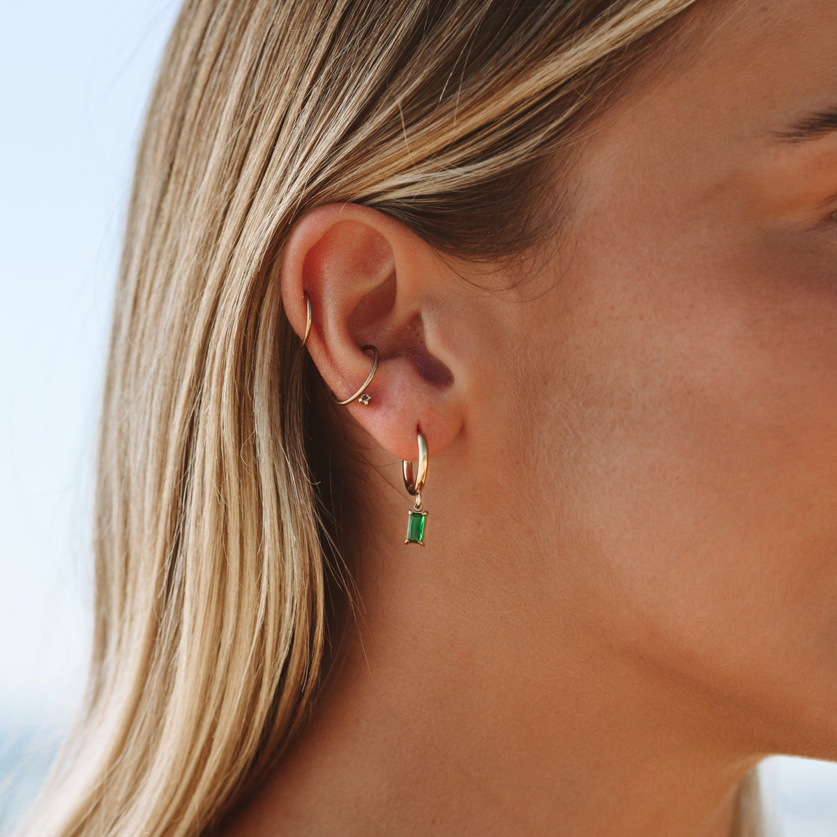 Bruce & Co Green Zircon Drop Hoop Earrings, 3 × 6 mm