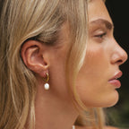 Bruce & Co Hammered Pearl Hoop Earrings, 12 mm