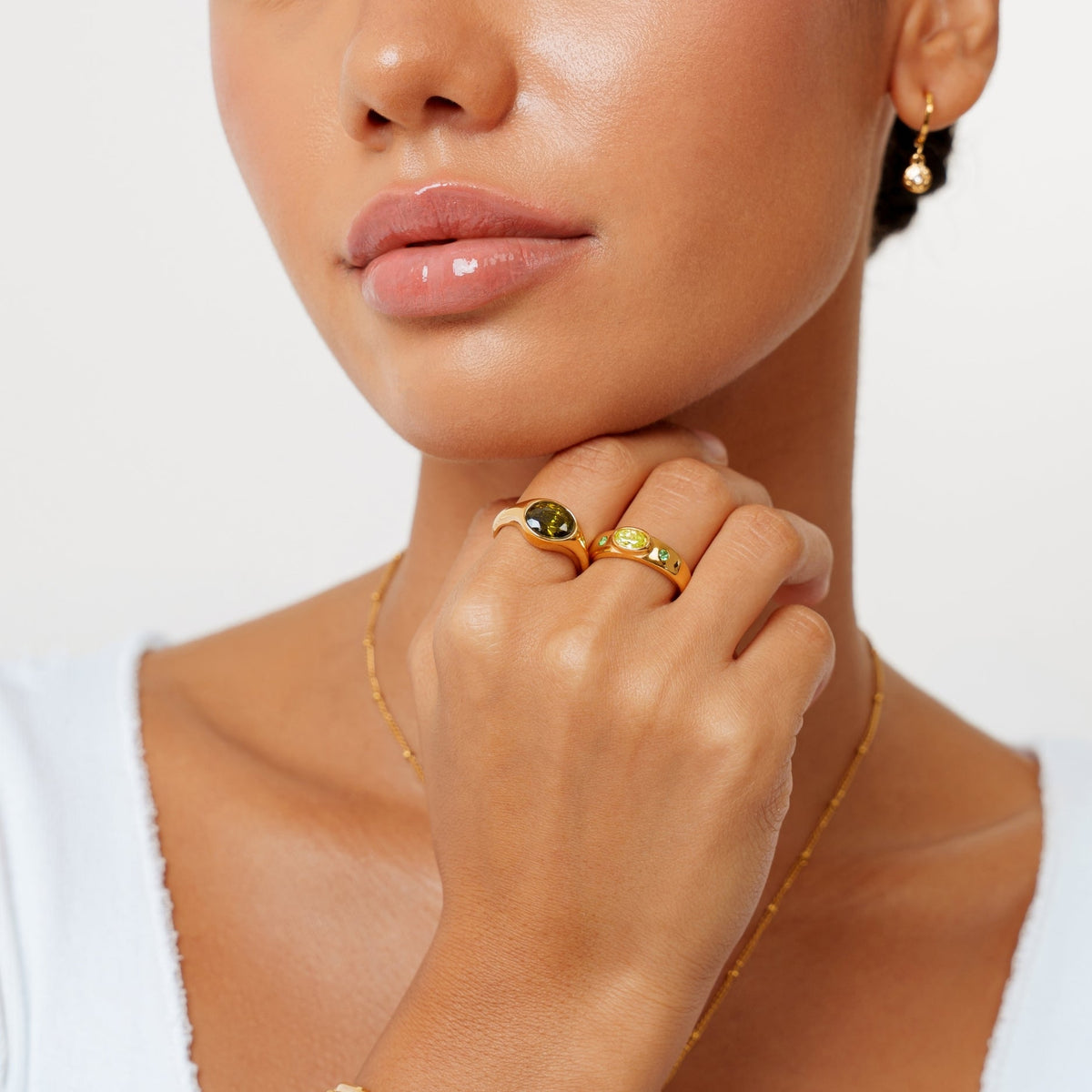 Bruce & Co Ivy – Green Zircon Ring, Gold PVD Stainless Steel