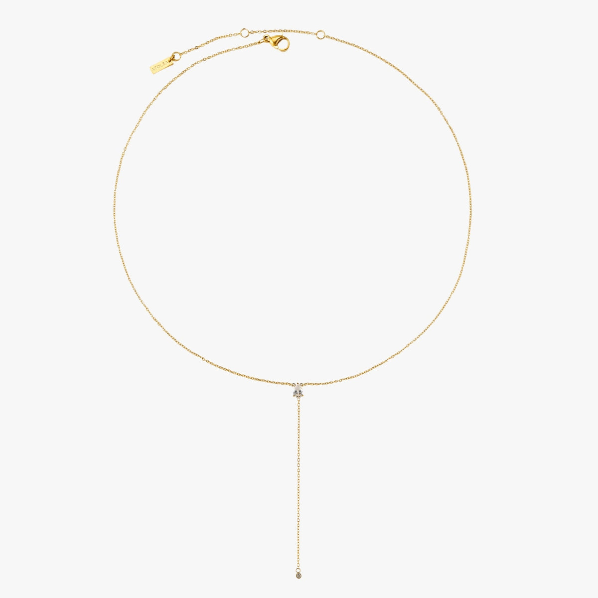 Bruce & Co White Cubic Zirconia Y Lariat Necklace, Steel