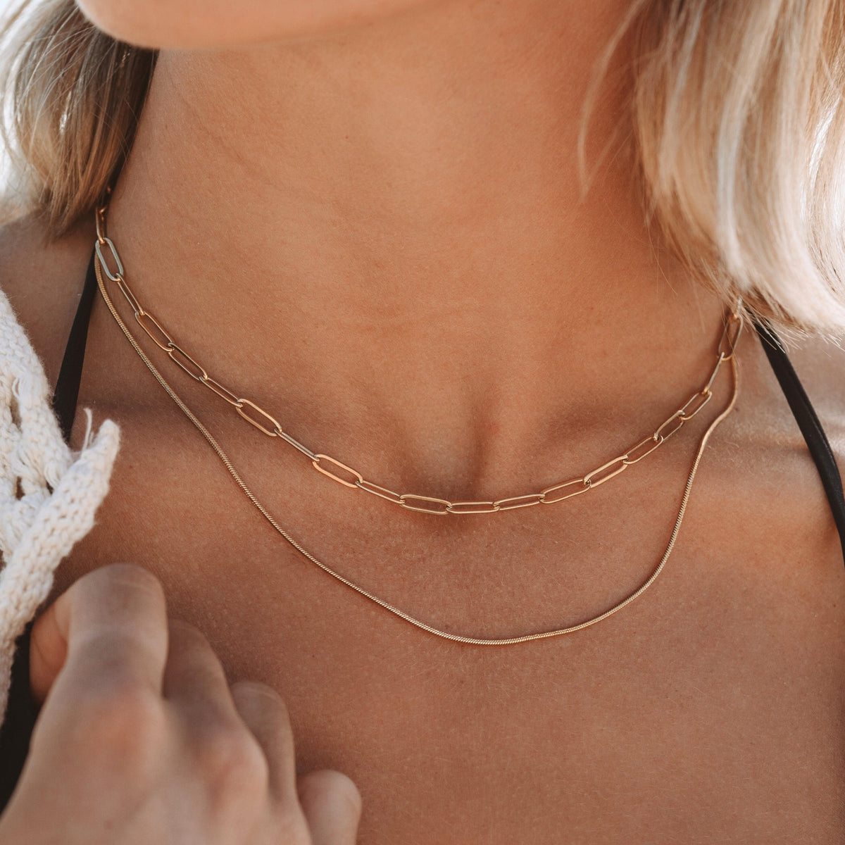 Bruce & Co Melrose – Paperclip and Snake Layered Necklace