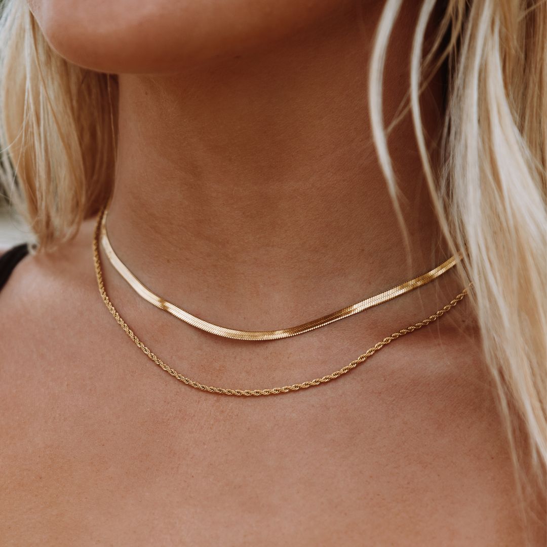 Bruce & Co Ios – Herringbone and Rope Layered Necklace