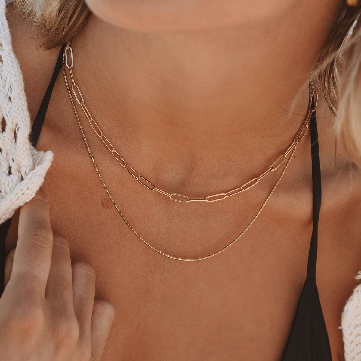 Bruce & Co Melrose – Paperclip and Snake Layered Necklace
