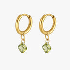 Bruce & Co Lime – Green Zircon Drop Hoop Earrings, 10 mm