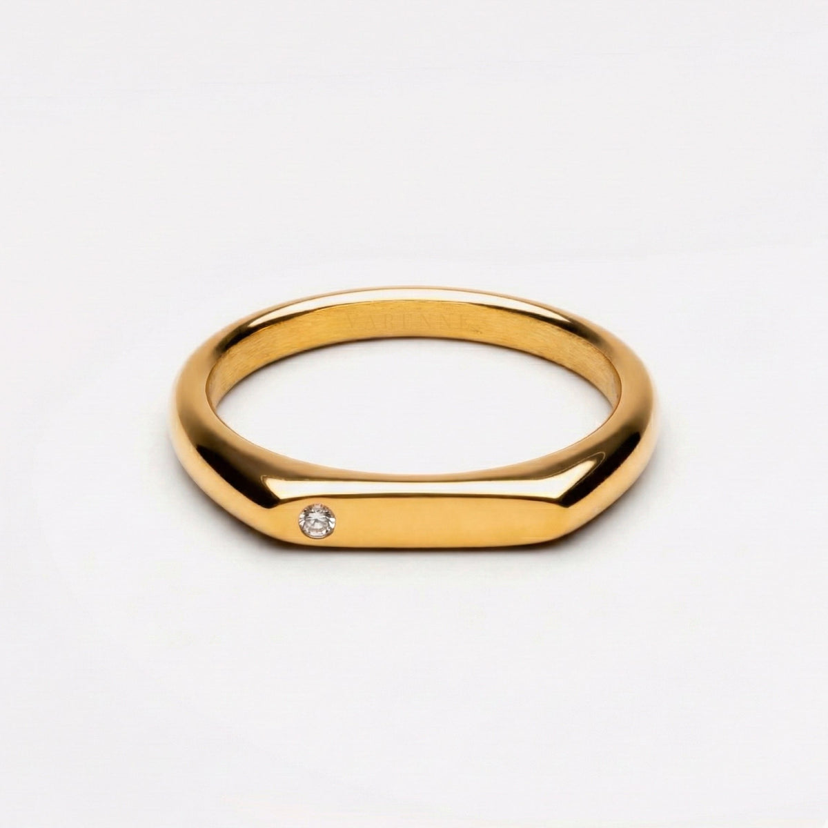 Bruce & Co Lumi – Single White Zircon Bar Ring, Steel