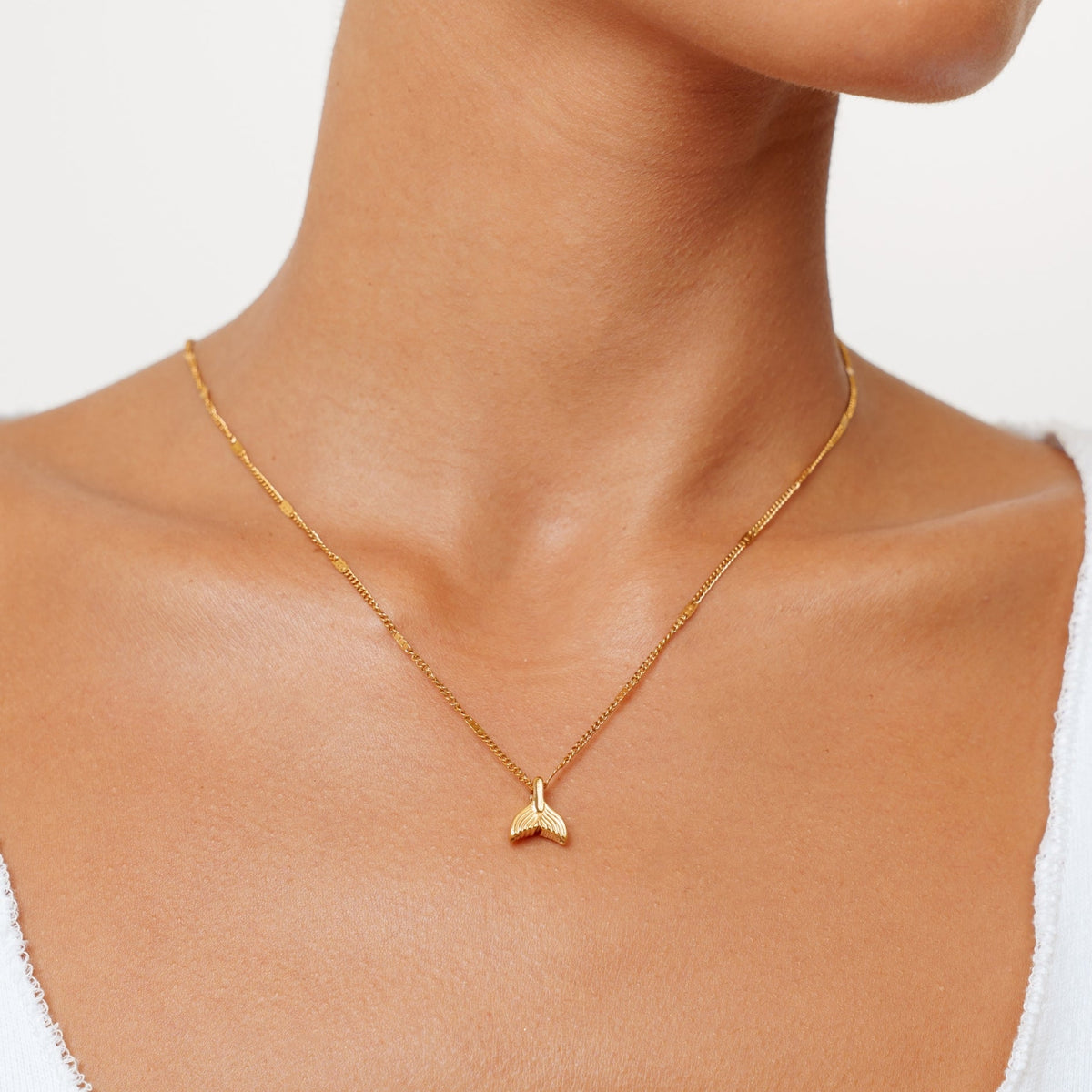 Bruce & Co Mermaid Tail Pendant Necklace, 18K Gold PVD Steel