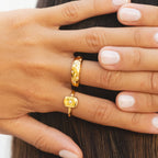 Bruce & Co Milky Way – Star-Set White Stone Dome Ring, Stainless Steel