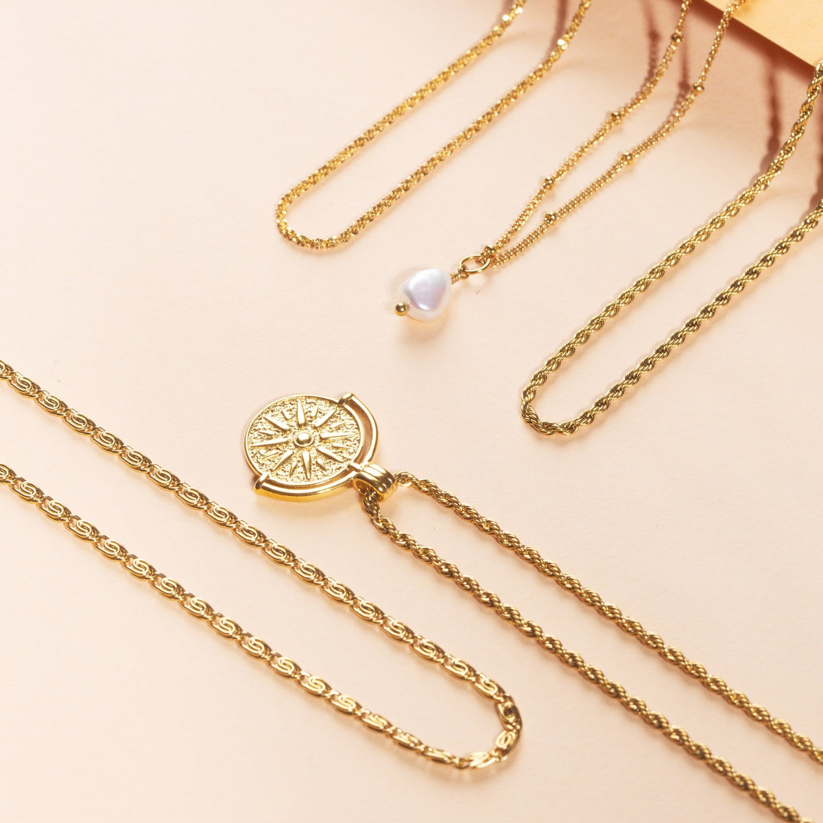 Bruce & Co Sun Coin Rope Chain Necklace, 21 mm