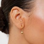 Bruce & Co North Star Charm Earrings, White Zircon, Gold PVD Steel