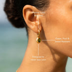 Bruce & Co Olive – Oval Green Zircon Drop Hoop Earrings