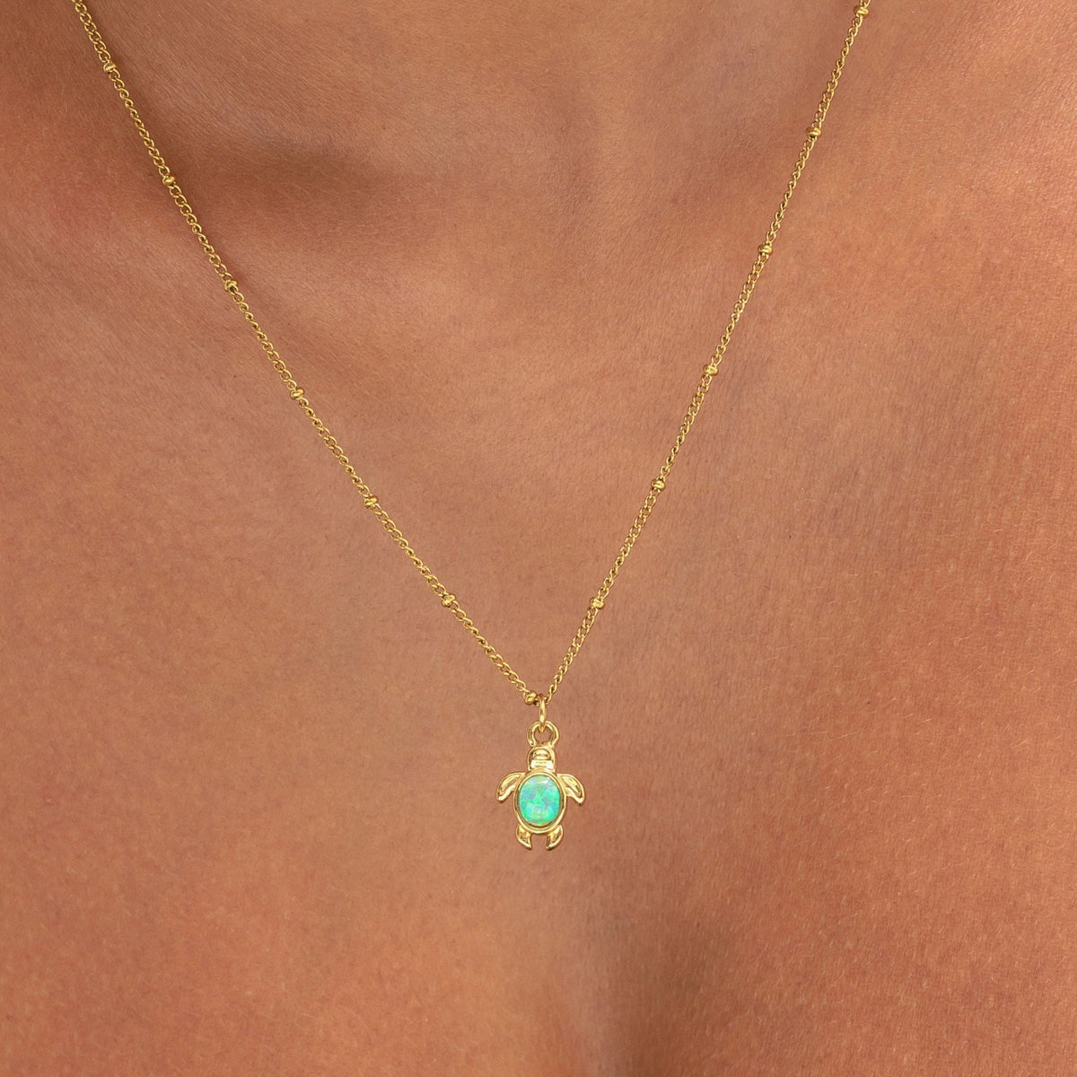 Bruce & Co Simulated Opal Turtle Necklace, 45 cm