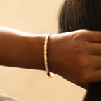 Bruce & Co Freshwater Pearl Row Cuff Bracelet, Steel