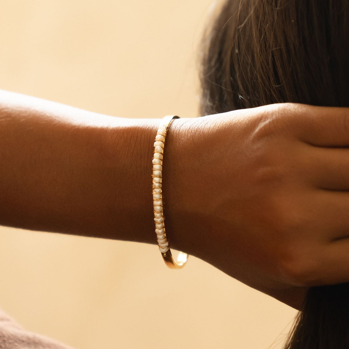 Bruce & Co Freshwater Pearl Row Cuff Bracelet, Steel