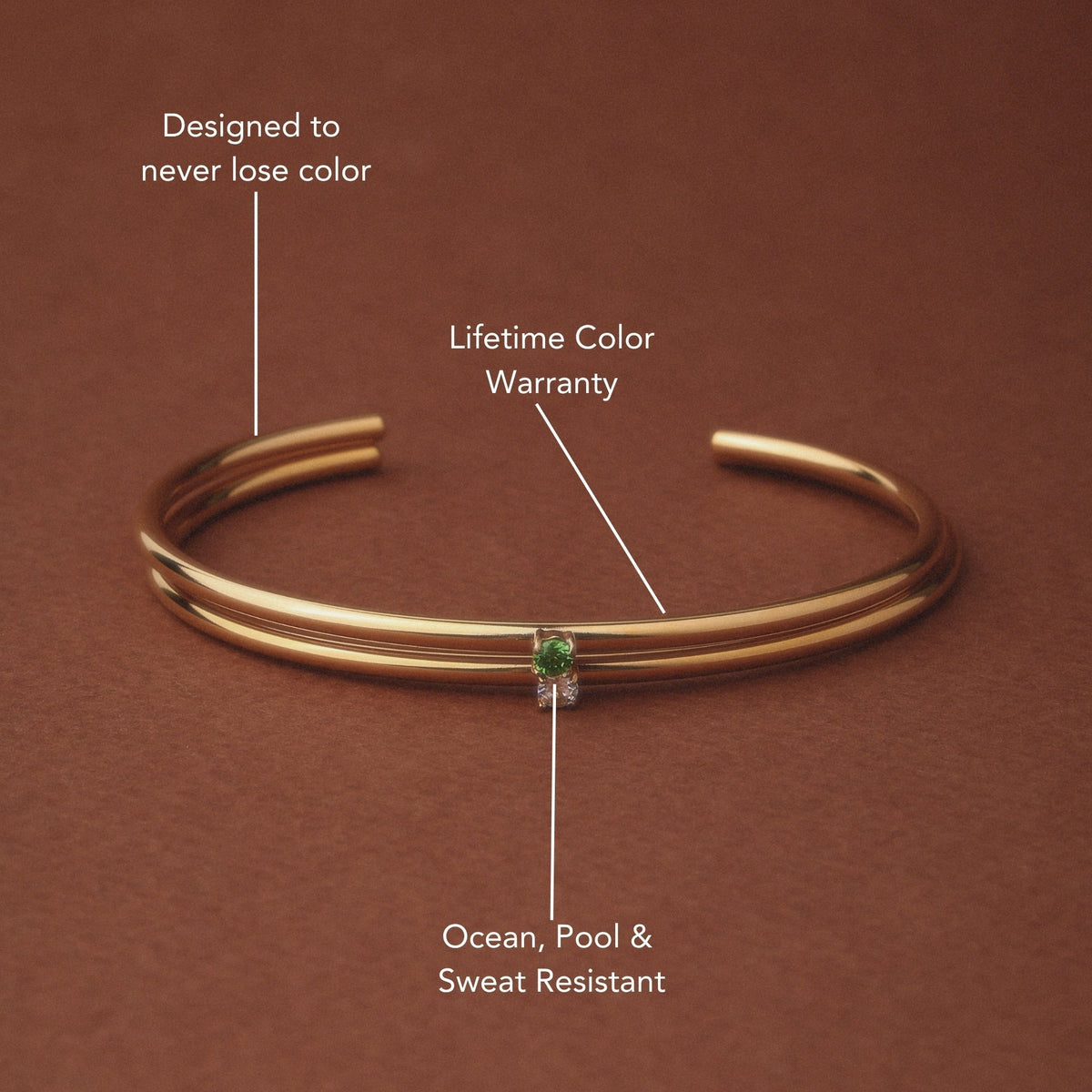 Bruce & Co Green Zircon Open Cuff Bracelet, Steel