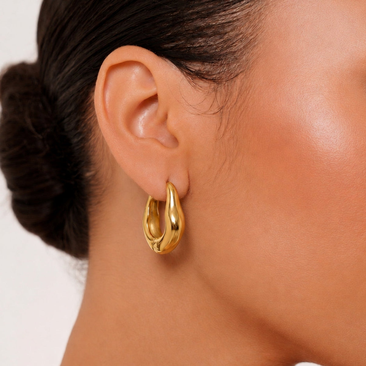 Bruce & Co Organic Sculpted Hoop Earrings, 20 mm, Stainless Steel