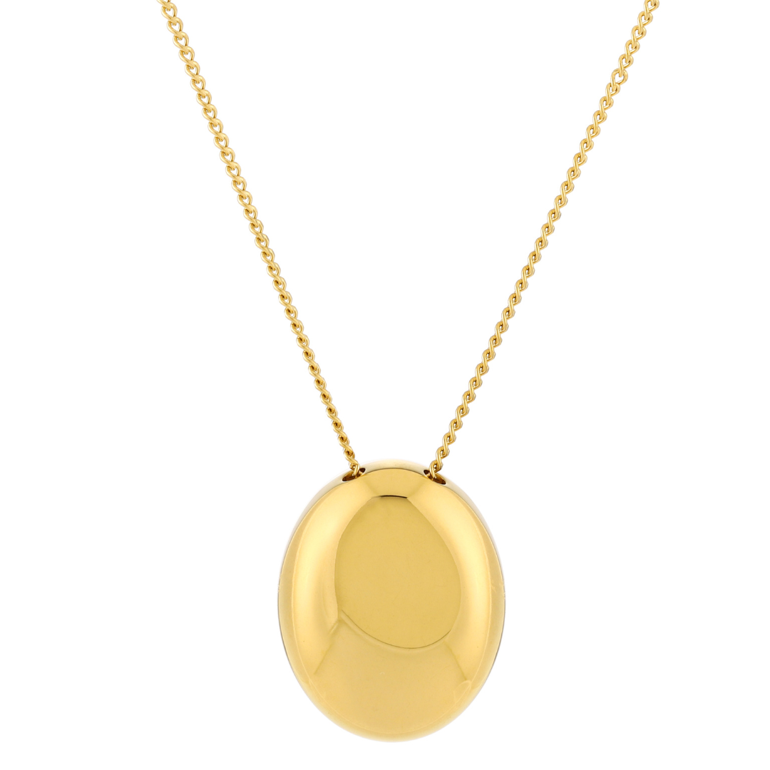 Bruce & Co Polished Pebble Pendant Necklace, Steel